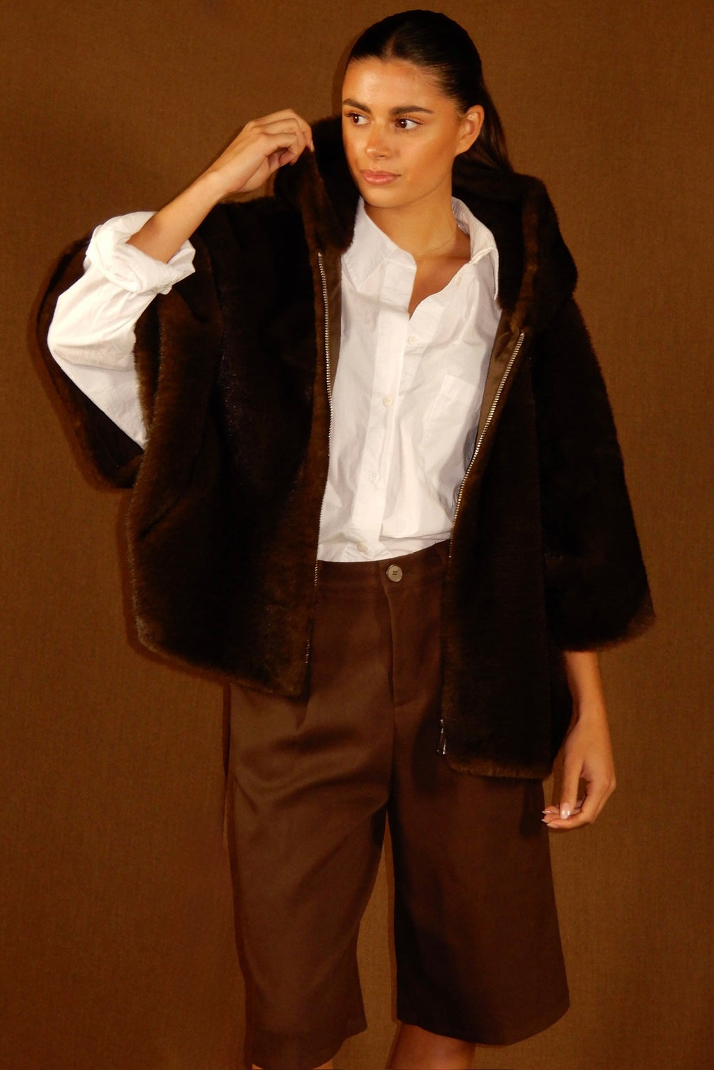 Chocolade Cape Hoodie - Brown